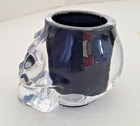 SKULL GLASS CANDLE HOLDERS Lot Of 2 Goth Decor HALLOWEEN Heavy 4" — photo 4