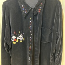 Vintage 90  s Mickey And Minnie Mouse Button Up Shirt  missing Buttons Medium 