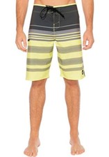 Silwave Men's Durafit Stretch Stripe Boardshort, Black Lime, 33
