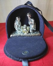 PRESEPE NATIVITÀ RIVESTITA in ARGENTO 925% con CAPANNA IN  VELLUTO Blu 