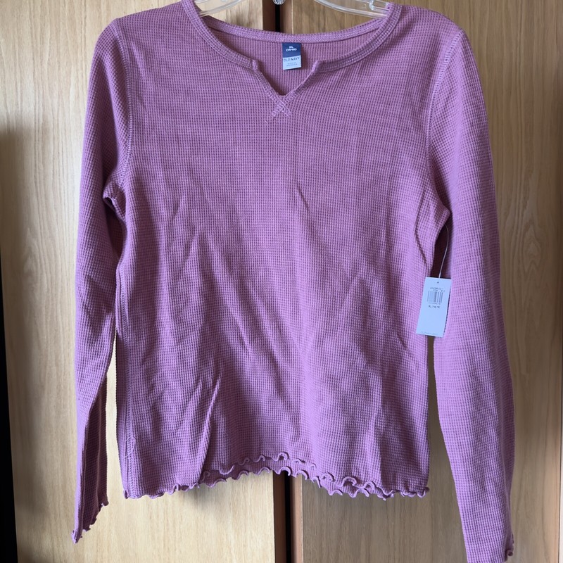 Girls Old Navy Pink Waffle Print Henley Size XL