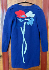 Marc Jacobs By Marc Jacobs 100% Wool Women Dress Blue With Floral Pattern SZ XXS