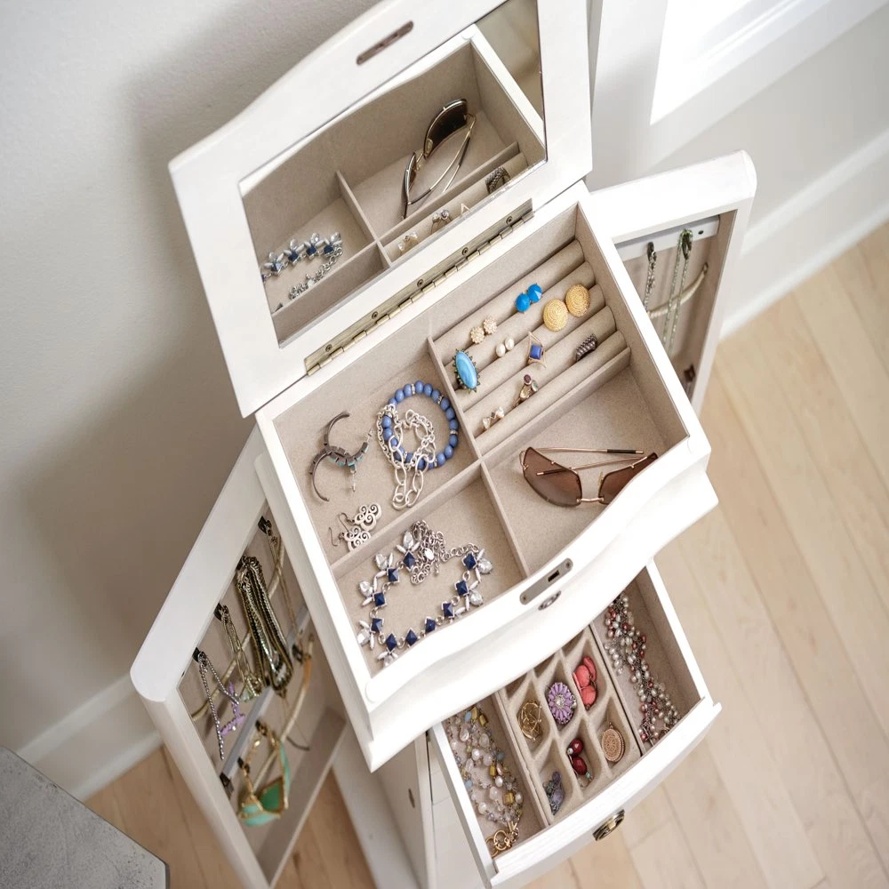 Hives and Honey Nora Standing Jewelry Armoire Jewelry Chest White
