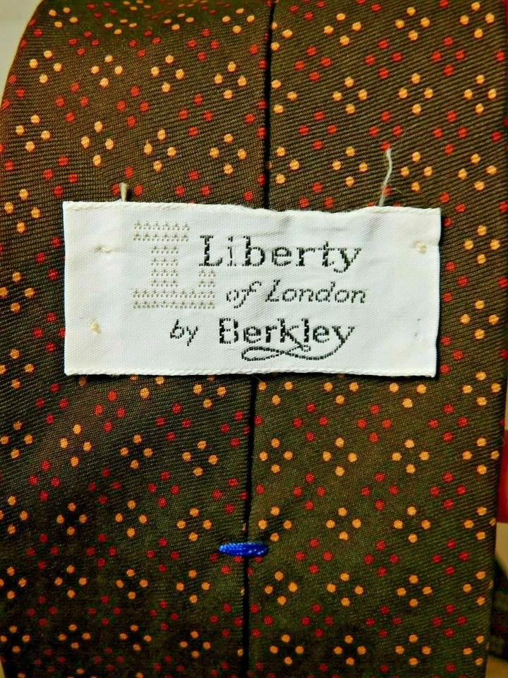 Corbata de lunares marrón rojo beige libreta de Londres de Elerkley vintage para hombre Foto 4 de 4