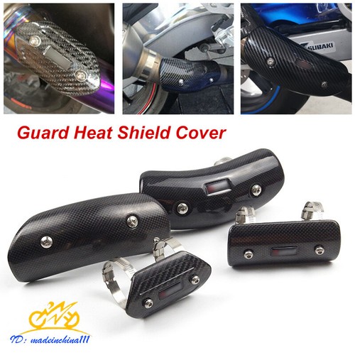 Universal Carbon Fiber Exhaust Guard Heat Shield Cover For Racing Street Bike - Picture 1 of 10