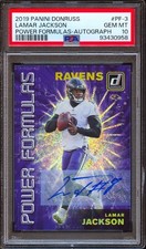 2019 Panini Donruss Lamar Jackson Power Formulas Auto #/25 PSA 10 Pop 1 Ravens
