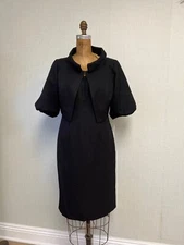 NWT 2000s Two Piece Ellen Tracy Chevron Tank Top Pencil Dress and Jacket set 4 6