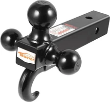 Class 3/4 Trailer Hitch Tri Ball Mount with Hook Pickup Truck Tow Hitch Receiver