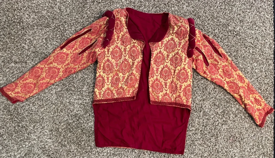 "DISFRAZ RENACENTISTA PRÍNCIPE REY ADULTO HOMBRE SHAKESPEARE ROJO/ORO J 42"" W 36""" Foto 2 de 4