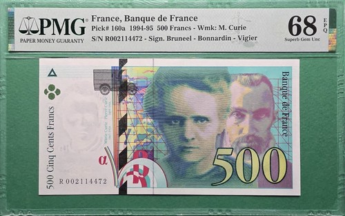 1994-95 FRANCE 500 FRANCS P# 160a PMG 68 EPQ SUPERB GEM UNC