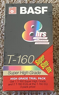 BASF Blank VHS Multipack (3) T-160 1-Super High Grade 2-Extra Quality NEW Sealed