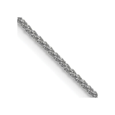 18K White Gold 1mm Diamond-cut Spiga Chain Necklace 18'' for Women 2.64g