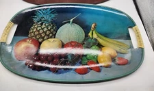 Vintage 17.5" MCM Mid Century Modern Serving Tray with Fruit Motif     T17