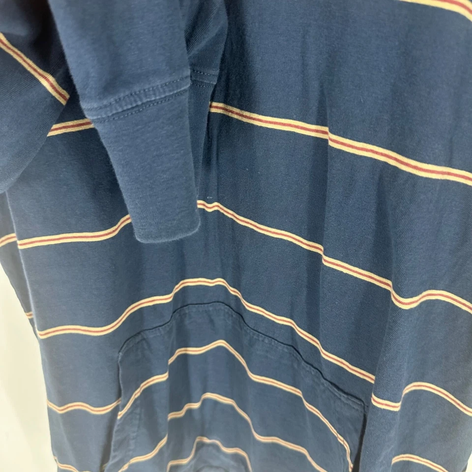 Volcom Mens Navy Striped Hooded Long Sleeve Shirt With Kangaroo Pocket Size L - Image 3 of 4