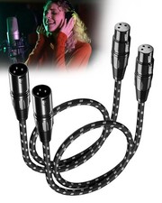 Short XLR Cables 2Ft 2 Pack, XLR Microphone Cable Balanced Shielded Nylon Braide