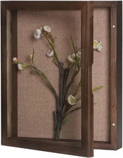 Deep Shadow Box Frame 11x14, Hinged Shadow Box with Door, Front Opening Shado...