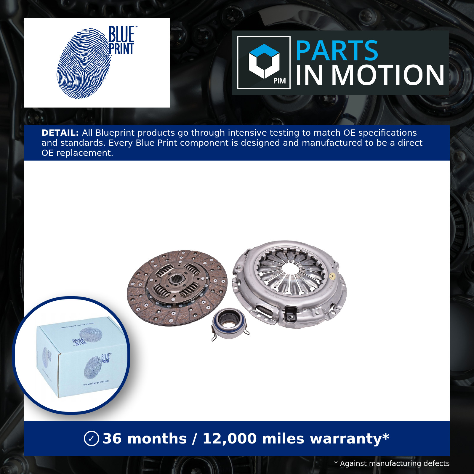 Clutch Kit 3pc (Cover+Plate+Releaser) ADT330123 Blue Print 3121026172 Quality