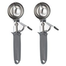 2pcs Cookie Scoops, Ice Cream Scoop with Trigger Kitchen Gadget,Grey