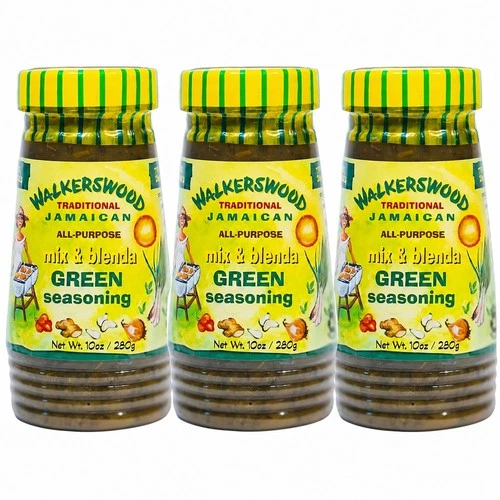 Walkerswood Green Seasoning 280g Jamaican Mix & Blend Pack of 3 Value Bundle