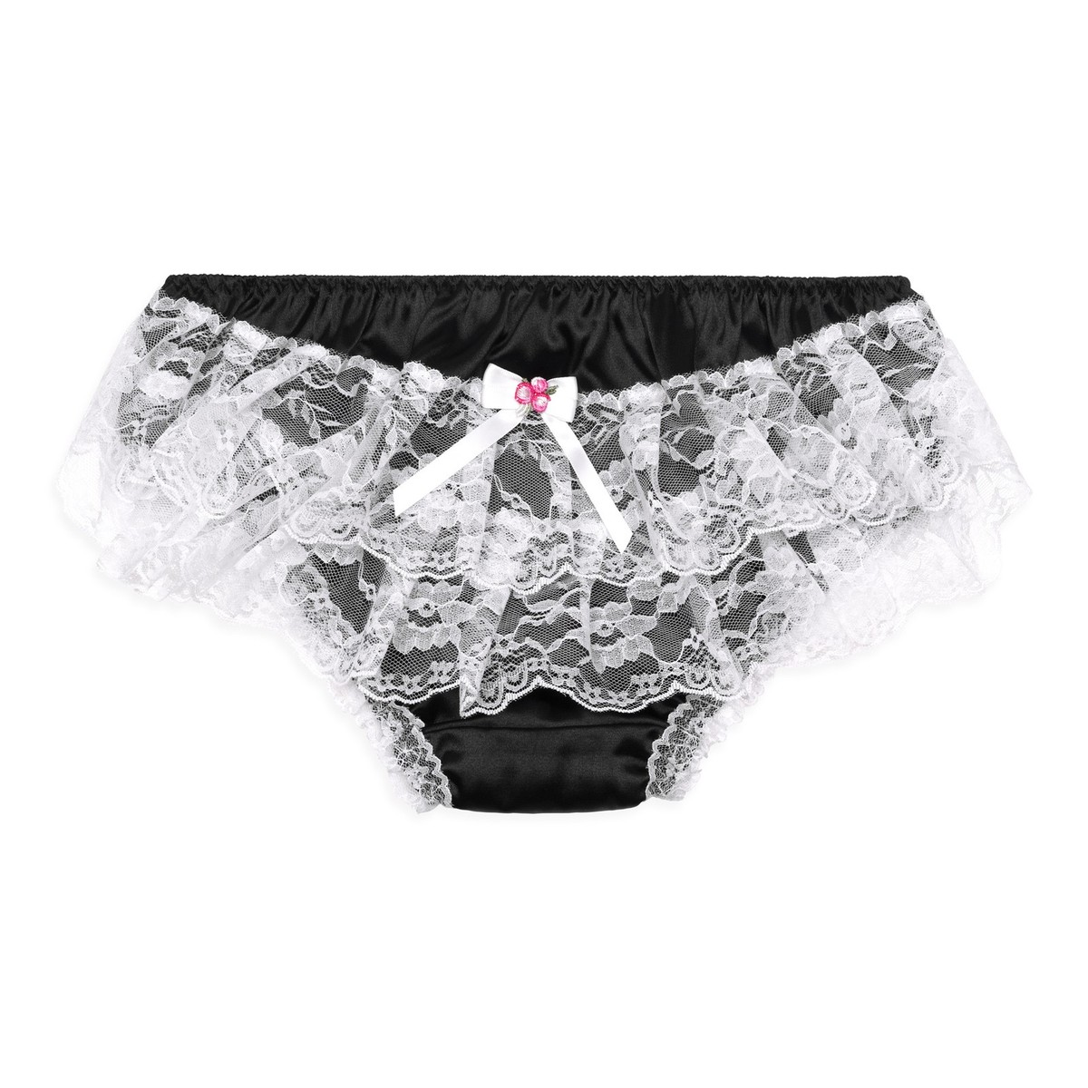 Satini Frilly Kant Sissy Zijdeachtig Satijn Kousenband Jarretelgordel Lingerie Knickers Babyroze Xl 1983809193
