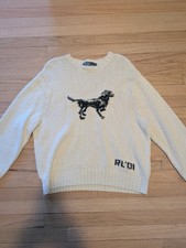 Polo Ralph Lauren 01 Dog Sweater Vintage Size XL Rare White/Black