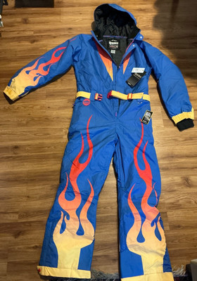 $329 NEW NWT Tipsy Elves Snow Suit Bring The Heat Fire Hot Shot Board Retro L