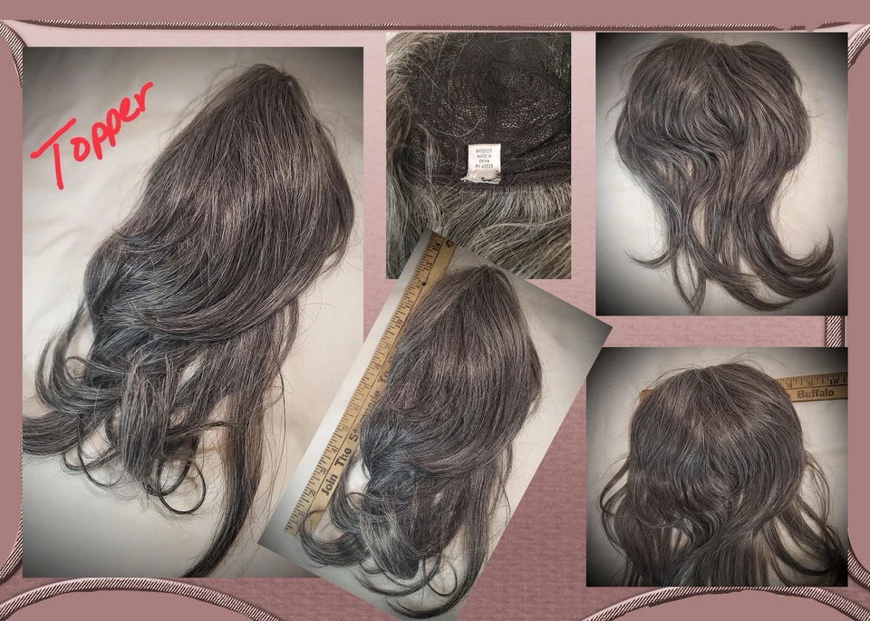 Lote de 4 Pelucos Sal N Pimienta Acero Gris Sintético Topper Relleno Scrunchies Foto 2 de 4