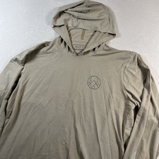 ANETIK Hooded Shirt Mens Medium Beige Long Sleeve VINT UV Technology UPF 30 