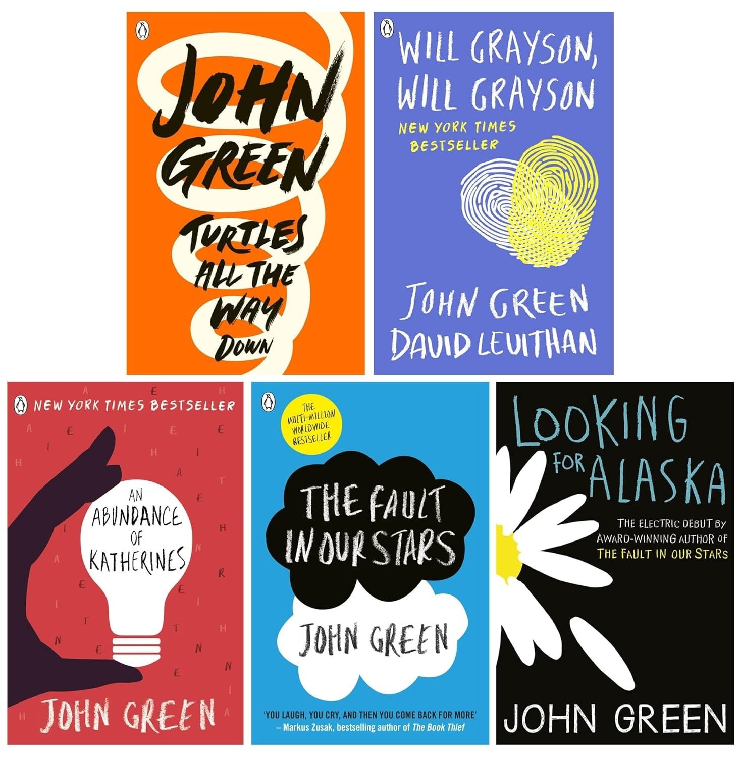 John Green 5 Books Collection Set The Fault in Our Stars, An Abundance of Kathe