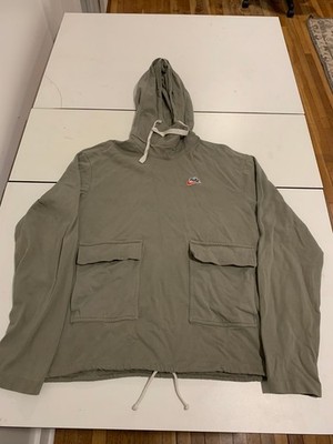 Nike Hoodie Medium Olive Green Heritage Essentials Knit Hooded Sweater Retro