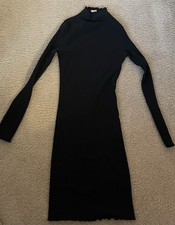 Heart & Hips Black Bodycon Knit Mini Dress Long Sleeve Sz S