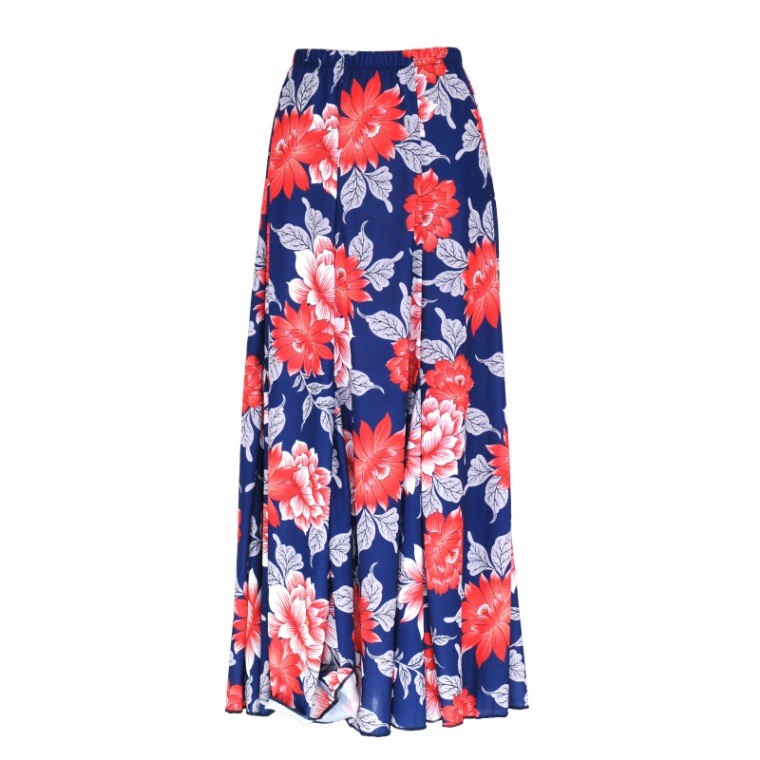 Set Discount HDF-2401 Gusseted Flare Skirt, Navy Floral - Image 3