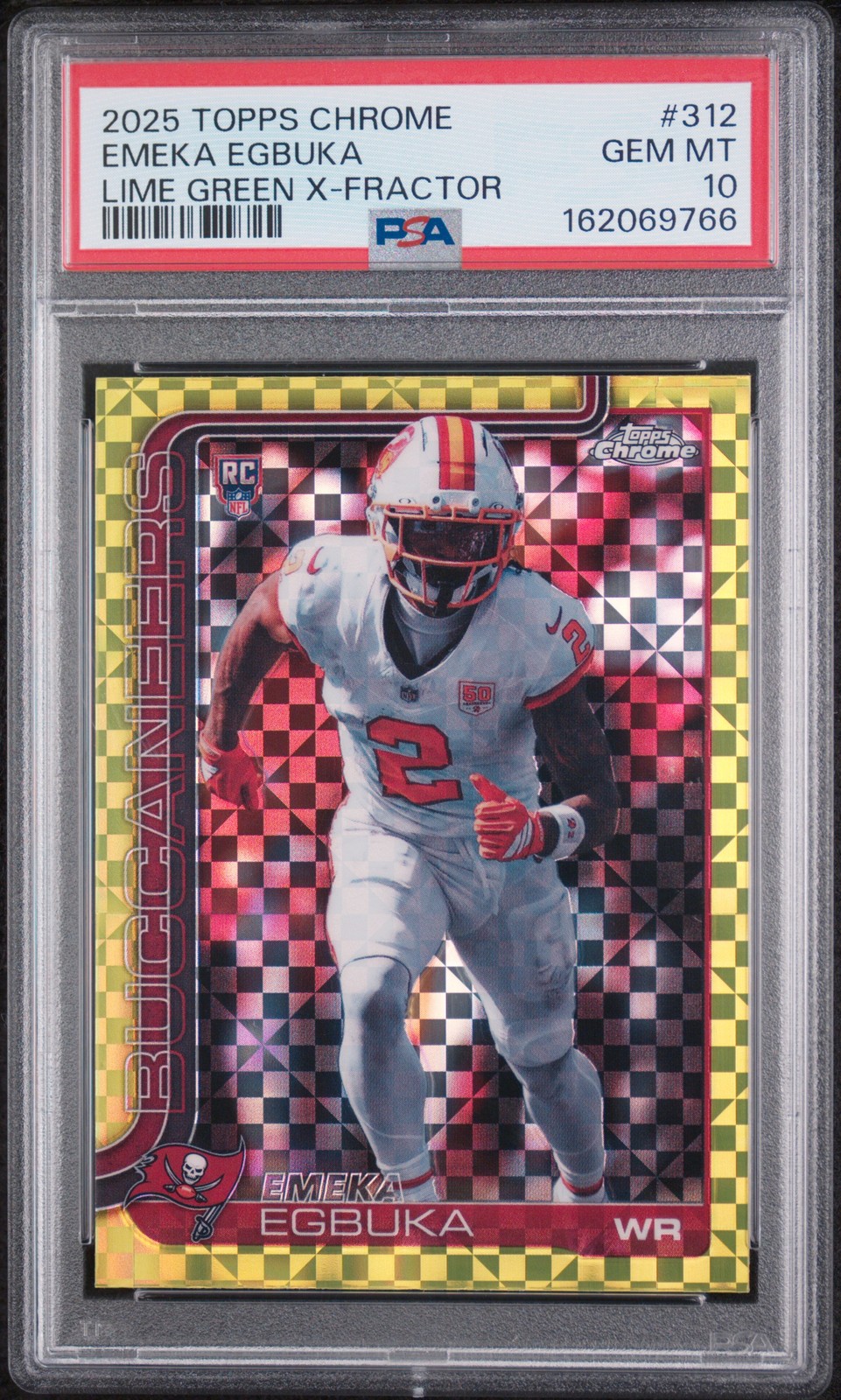 Emeka Egbuka Topps Chrome #312 Lime Green X-Fractor