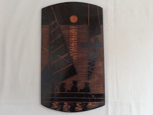 Three Men Sailing Boat Moonlight Vtg Art Wooden Picture Sea Ship Sailor Painting - Picture 8 of 9