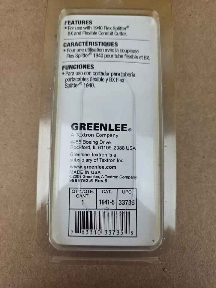 Qty 5 Greenlee Replacement Blades 1941-5 For use With MC Cable Cutter  - Image 3 of 3