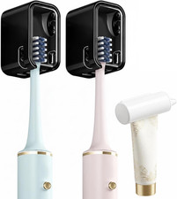 2PCS Innovation Single Slot Toothbrush Holder Wall Mounted with Cover for Shower