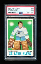 1970 OPC HOCKEY 97 ERNIE WAKELY ROOKIE CARD PSA 7 NEAR MINT ST. LOUIS BLUES GOAL. rookie card picture