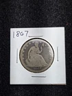 1867-P Seated Liberty Half Dollar 50c Nice 90% Silver Coin