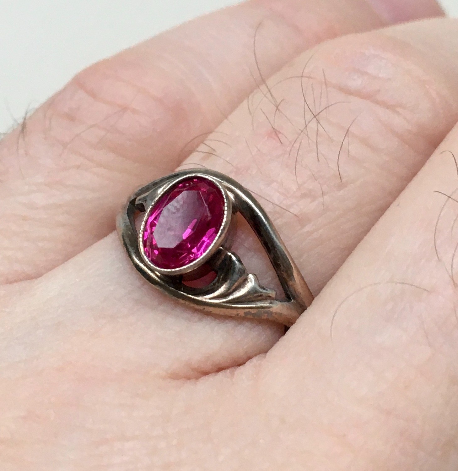 Ring № 77 Vintage Soviet Red Ruby Ring Silver Rin… - image 19