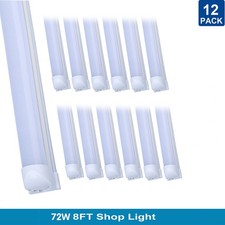 12Pack 8FT Led Tube Light 72W 8 Foot Led Shop Light Bulbs T8 Integrated Fixture