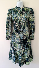 Ladies Hobbs Green Floral Lightweight Spring/Summer Fit & Flare Dress Size UK 8