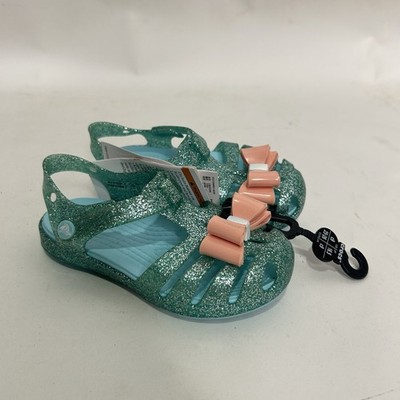 Crocs Girls Isabella Bow Sandals  Blue Glitter  New 9C