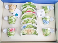 Thun Set 6 tazzine "caffe' al volo" con 6 piattini abbinati in porcellana 