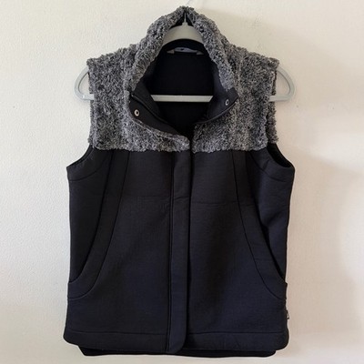 The North Face Agave Mixed Media Vest Black Grey Fleece Yoke Womens Medium