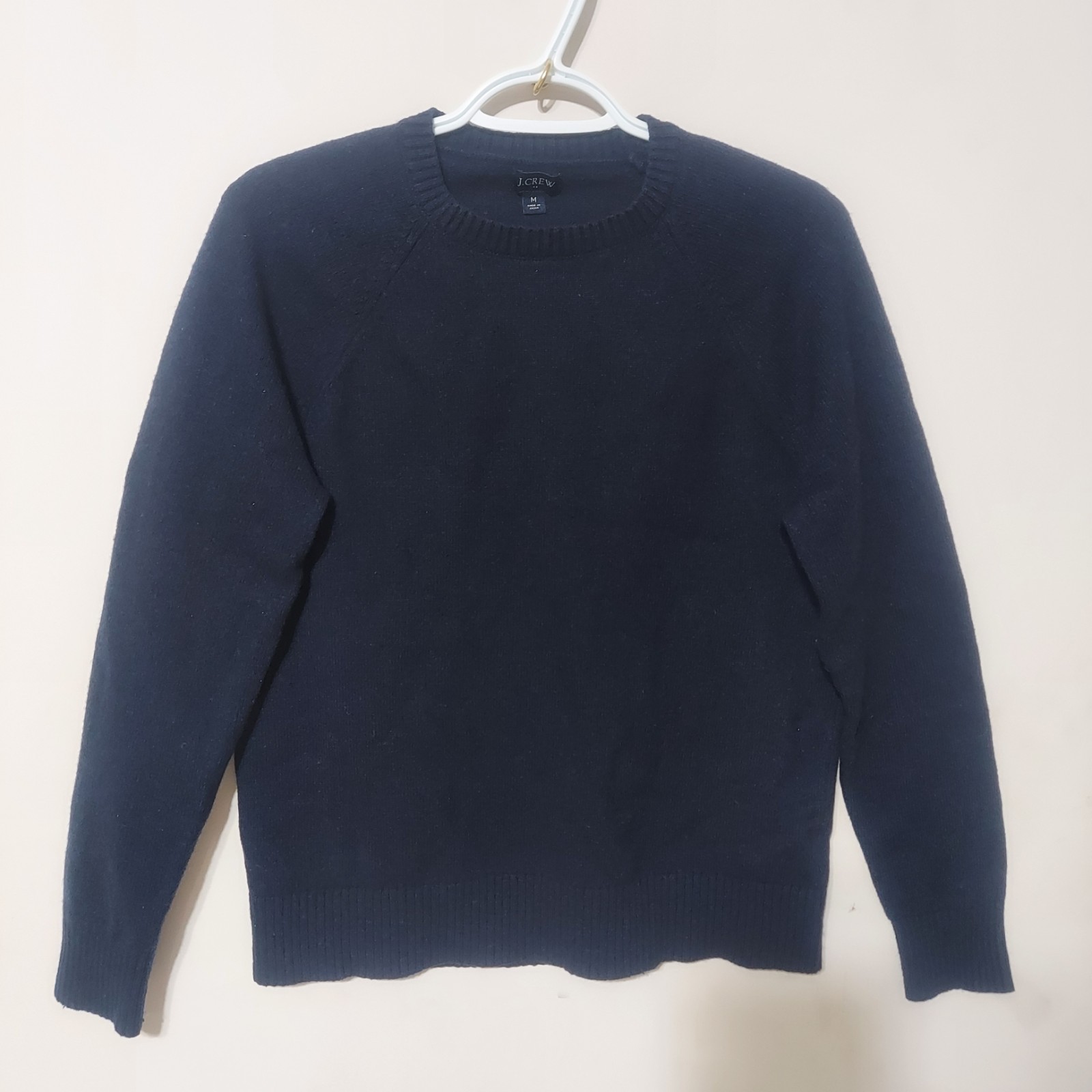 J.CREW Women's Dark Blue Wool Blend Sweater Medium, Crewneck, Long Sleeve