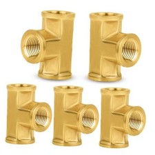 -PCs  Brass Pipe Fitting, 1/8" x 1/8" x 1/8" NPT Female Thread 1/8"x1/8"x1/8" 5