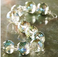 Bead Landing Aqua Faceted Rondelle Glass Bead...