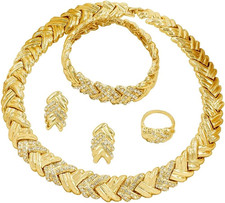 Fashion Crystal Jewelry Set Gold Plated Jewelry for Women Rhinestone Clear Cryst