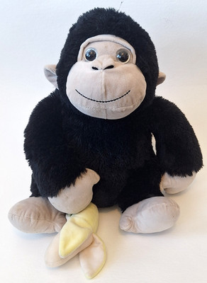 Stuffed Gorilla w/ Banana Plushie Animal 15'' Best Toys Monkey Chimp Gift Soft