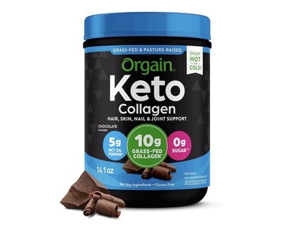 Orgain Keto Collagen Peptides Powder Chocolate 14.1 oz Non-GMO Gluten Free